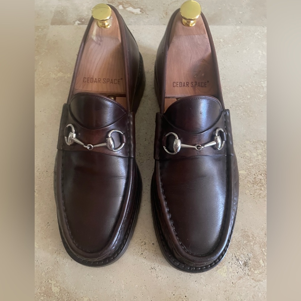GUCCI Horsebit Brown Leather Loafers